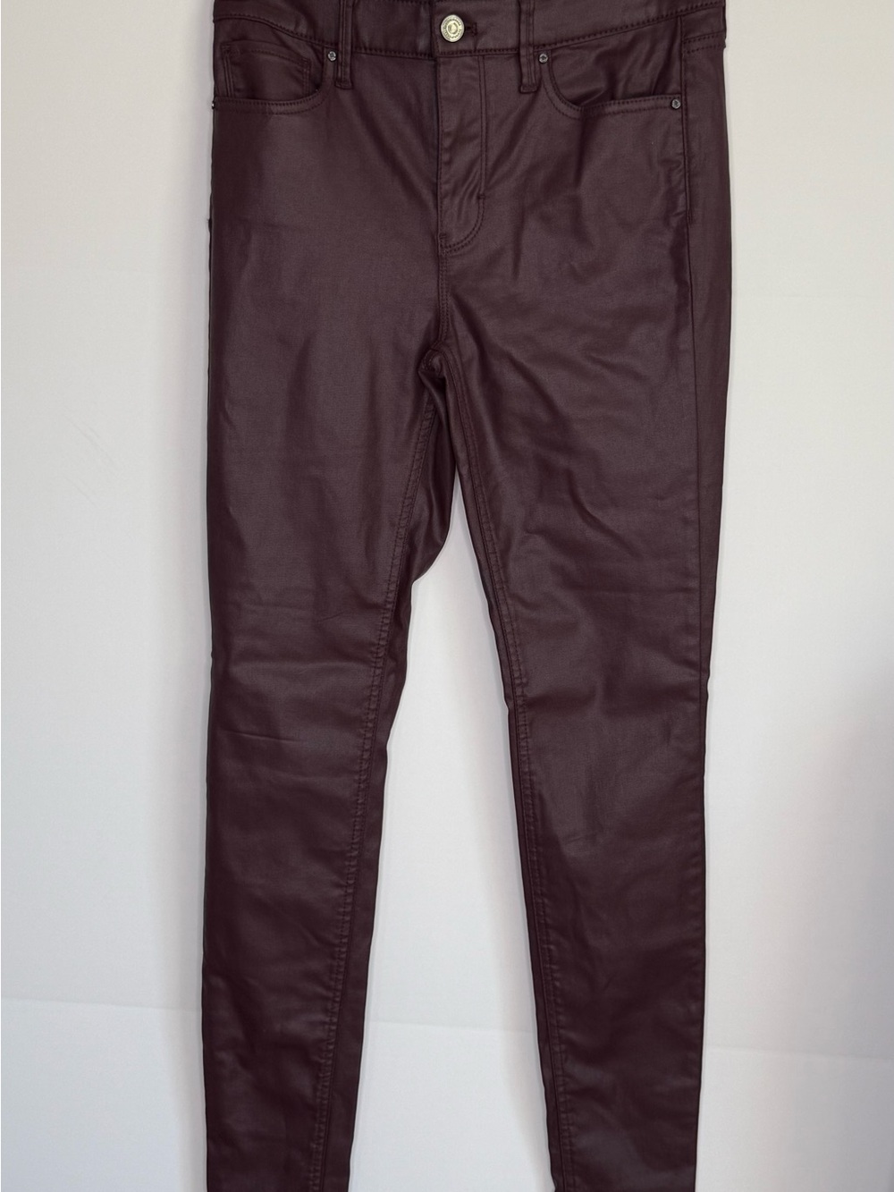 WHBM Coated Skinny Jeans - Burgundy Plum
